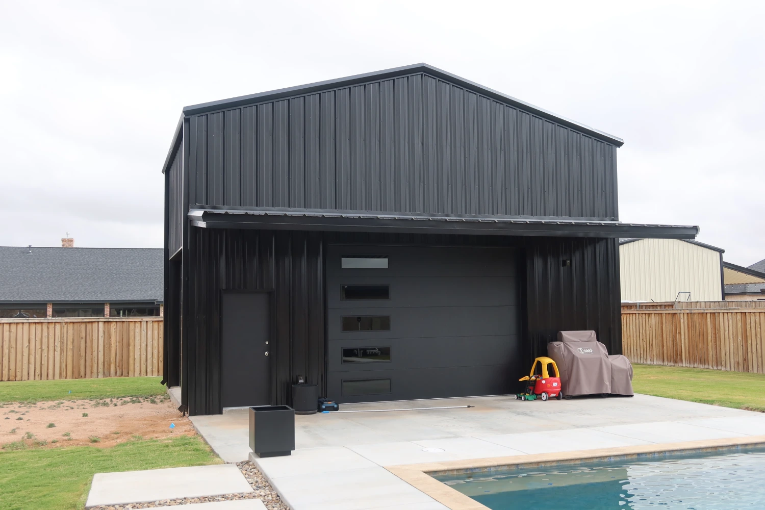 metal accessory build on pool side in midland texas